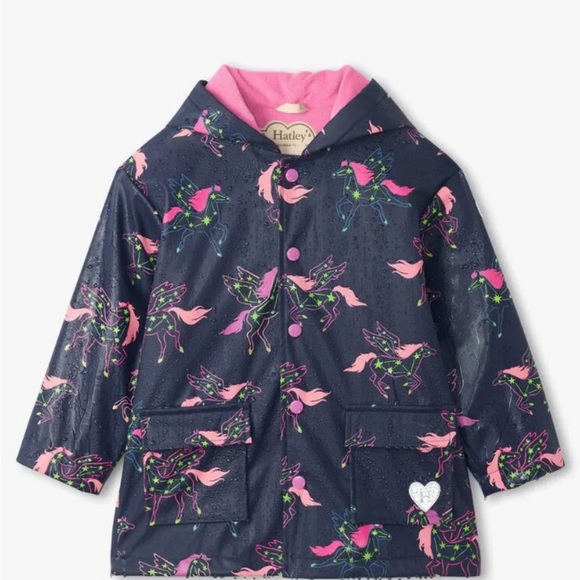 Hatley Unicorn Raincoat - Navy and Pink - Picture 1 of 4